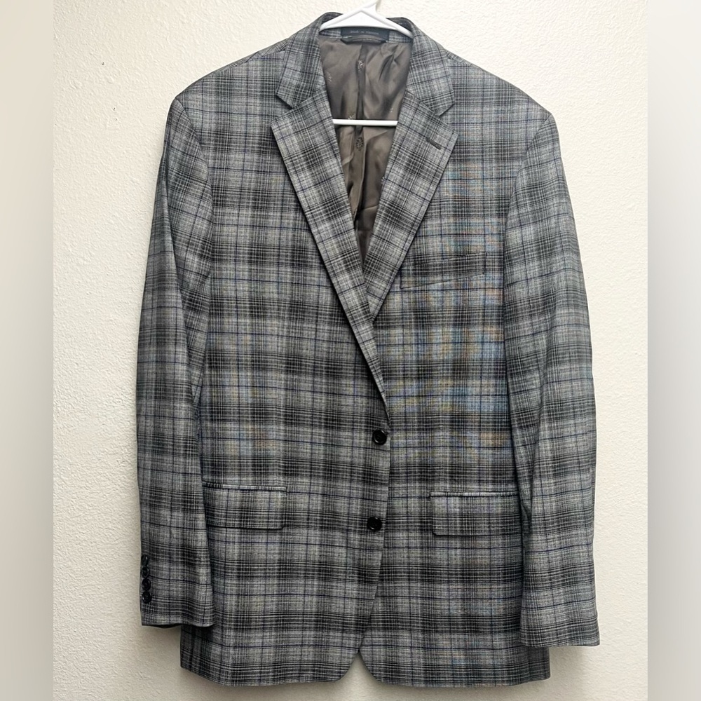 Lauren Ralph Lauren Checkered Grey Blazer Jacket Coat Size 44L EUC